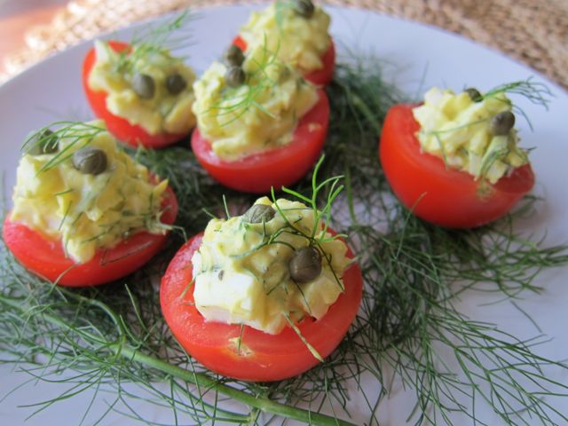 egg salad in tomato cups