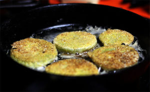 Fried Green Tomatoes in Skillet