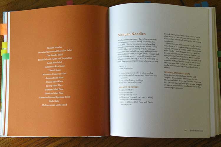 And example of chapter layout: each new chapter lists the recipes again. This is the "Main Dish Salads" chapter. 