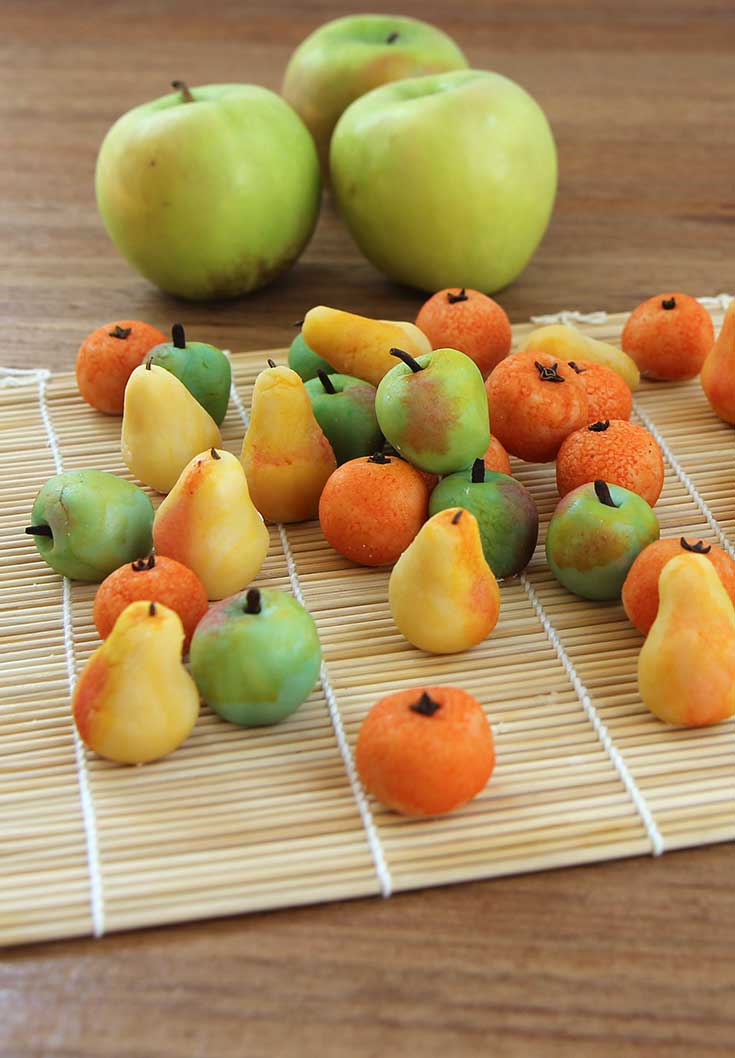 Fruit shaped marzipan