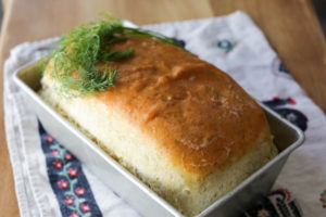An easy white sandwich bread with dill - keeps well, slices beautifully, and super simple