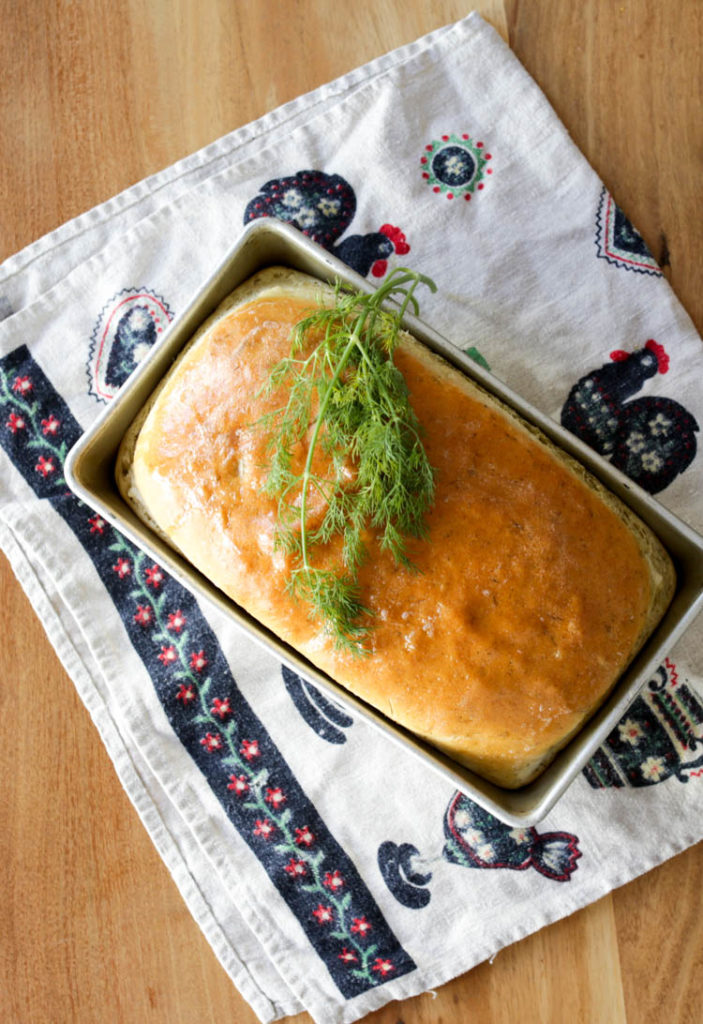 An easy white sandwich bread with dill - keeps well, slices beautifully, and super simple