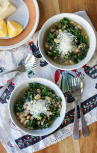 Beans and greens - simple, healthy, vegetarian one-pot meal with white beans and kale or collard greens
