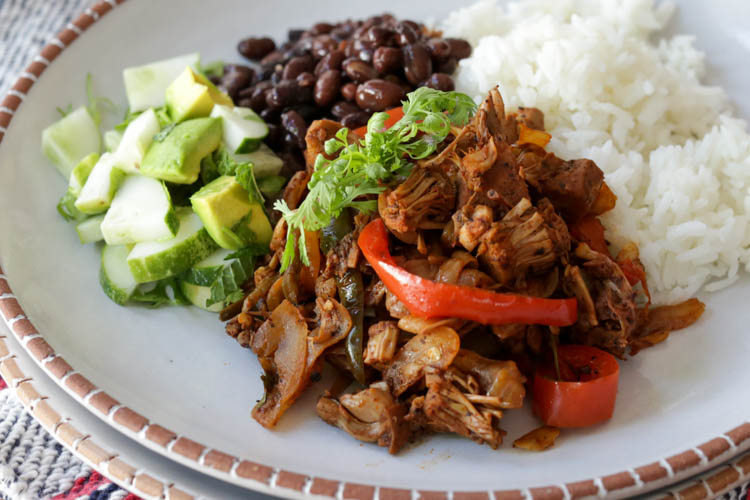 This jackfruit ropa vieja is a vegan version of Cuba's famous shredded beef dish, ropa vieja. Excellent served with black beans and white rice