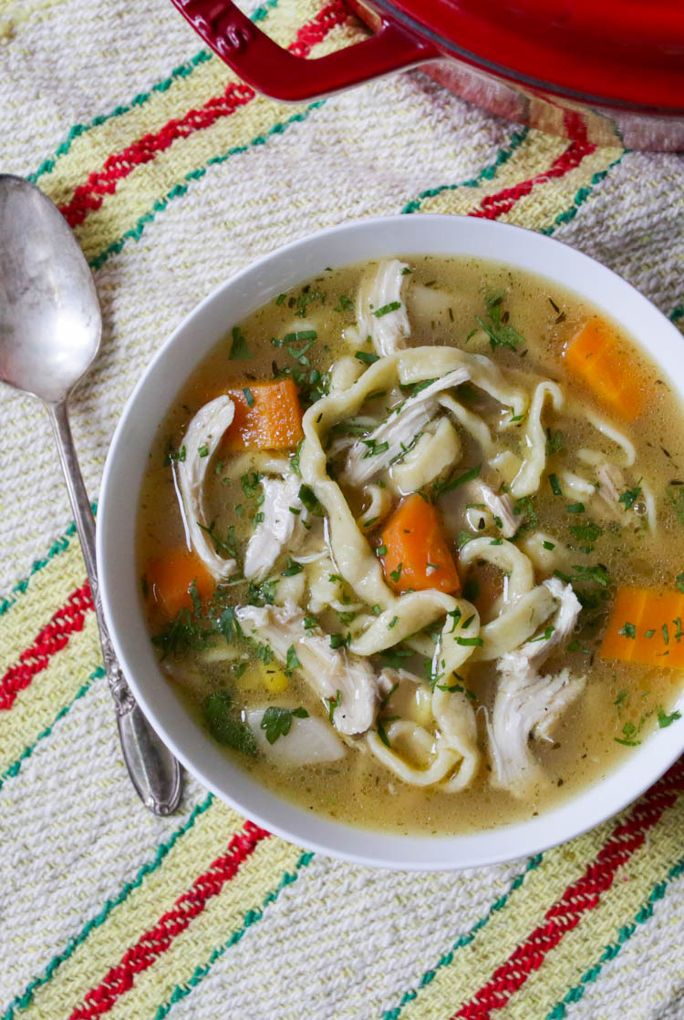Homemade chicken noodle soup! Made with simple homemade egg noodles to cure your every ailment. 