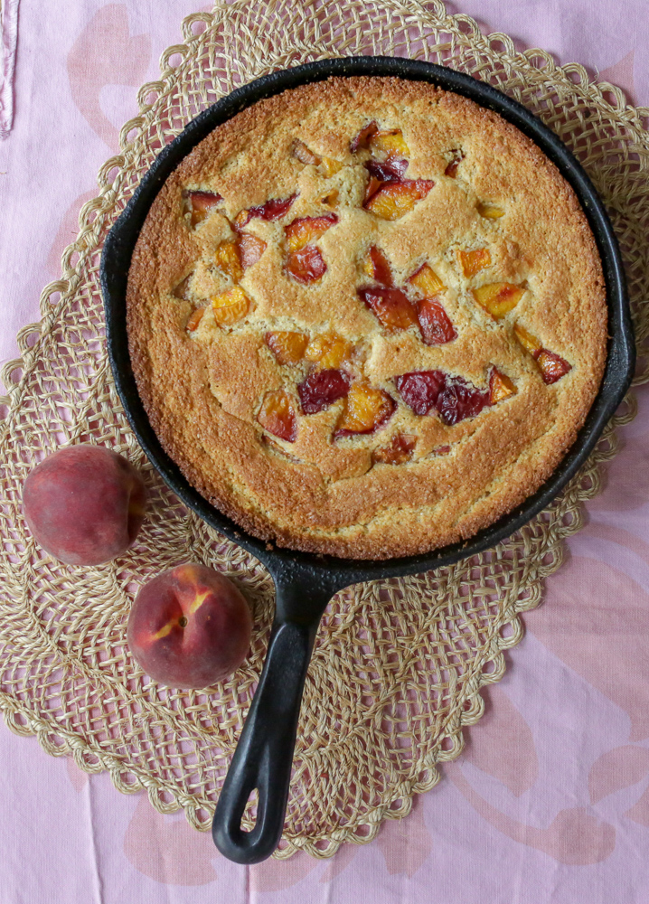 Sweet peach cornbread cake. For lovers of cake and lovers of sweet cornbread, this cornbread cake is a hit