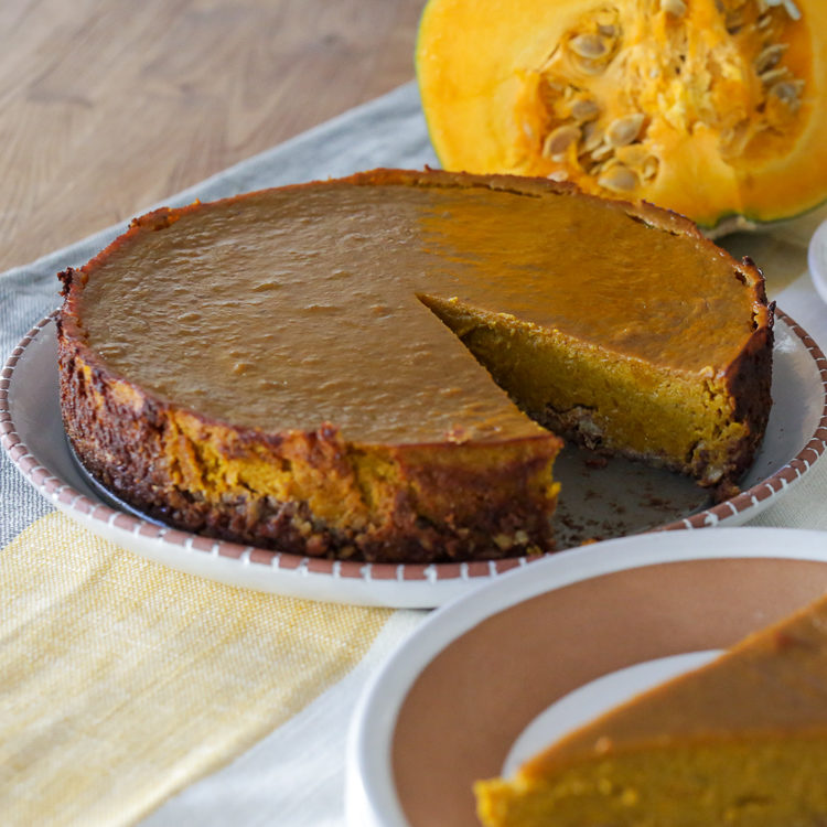 kabocha squash pie with nut crust