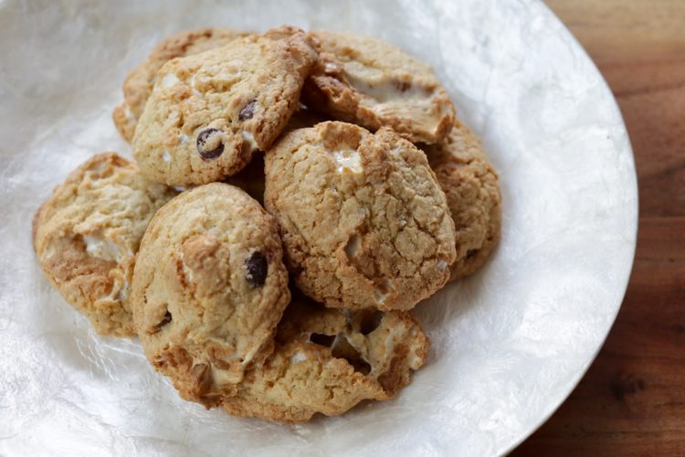 s'mores cookies with marshmallows and chocolate chips!