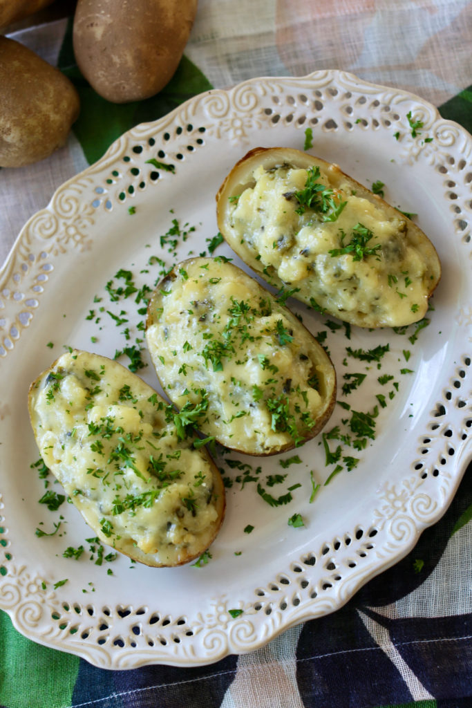 Healthy broccoli baked potatoes with cottage cheese