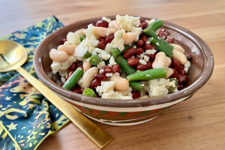 homemade three bean salad recipe with extra vegetables