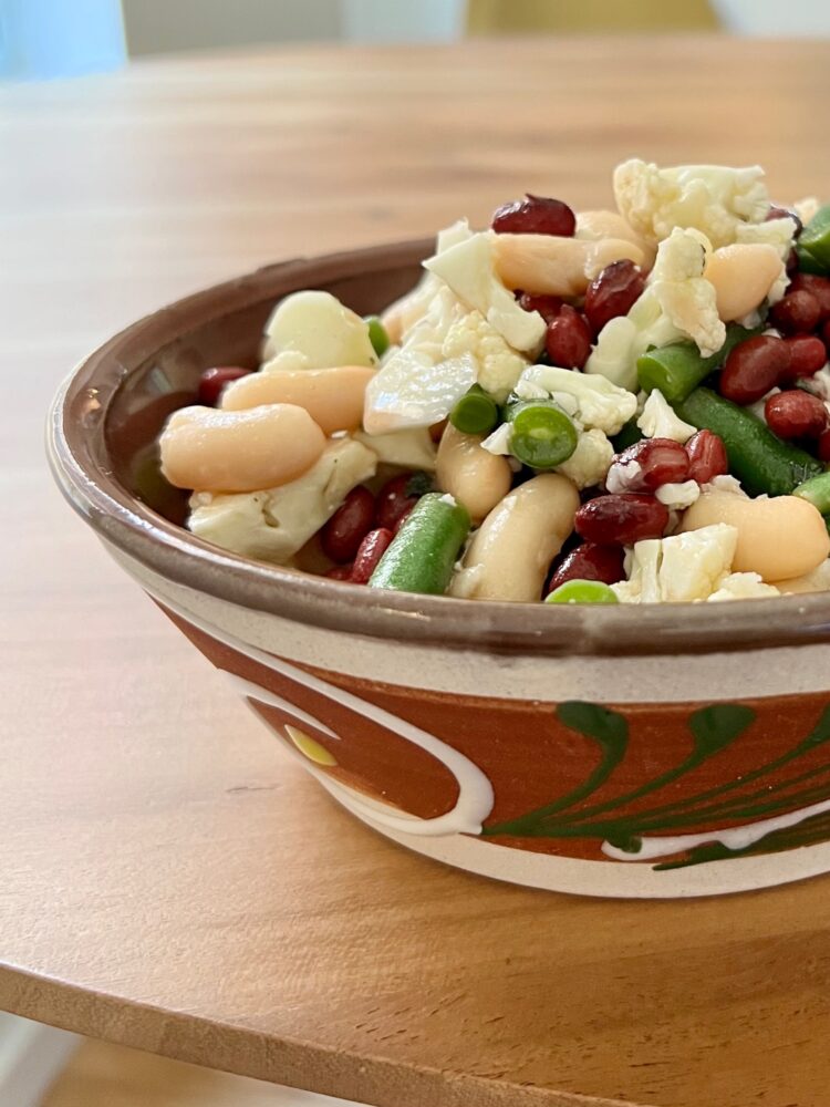 healthy three bean salad recipe served in a bowl