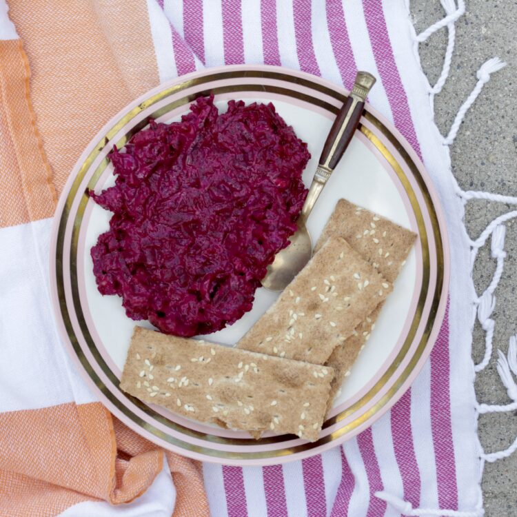 beet salad or beet spread with crackers
